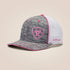Ariat Offset Shield Logo Trucker Cap - Grey/Pink