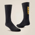 Ariat Premium Ringspun Cotton Mid Calf Work Sock 3 Pair Pack - Black