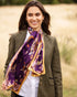 Clare Haggas Grouse Misconduct Aubergine & Gold Classic Pure Silk Scarf